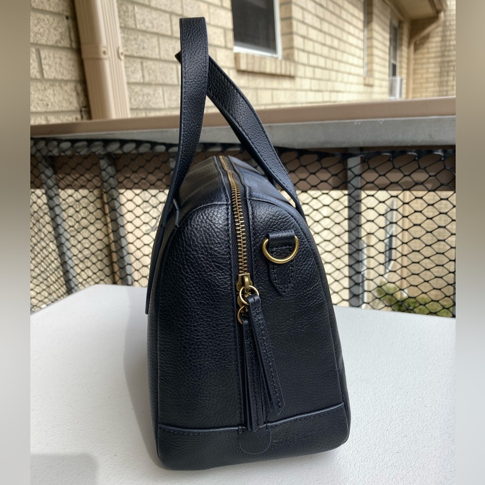 Fossil Sydney Satchel Black Pebbled Leather Hand Bag Cross Body Bag Purse NEW - Picture 6 of 17